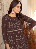 Dark Coffee Faux Georgette Designer Salwar Kameez